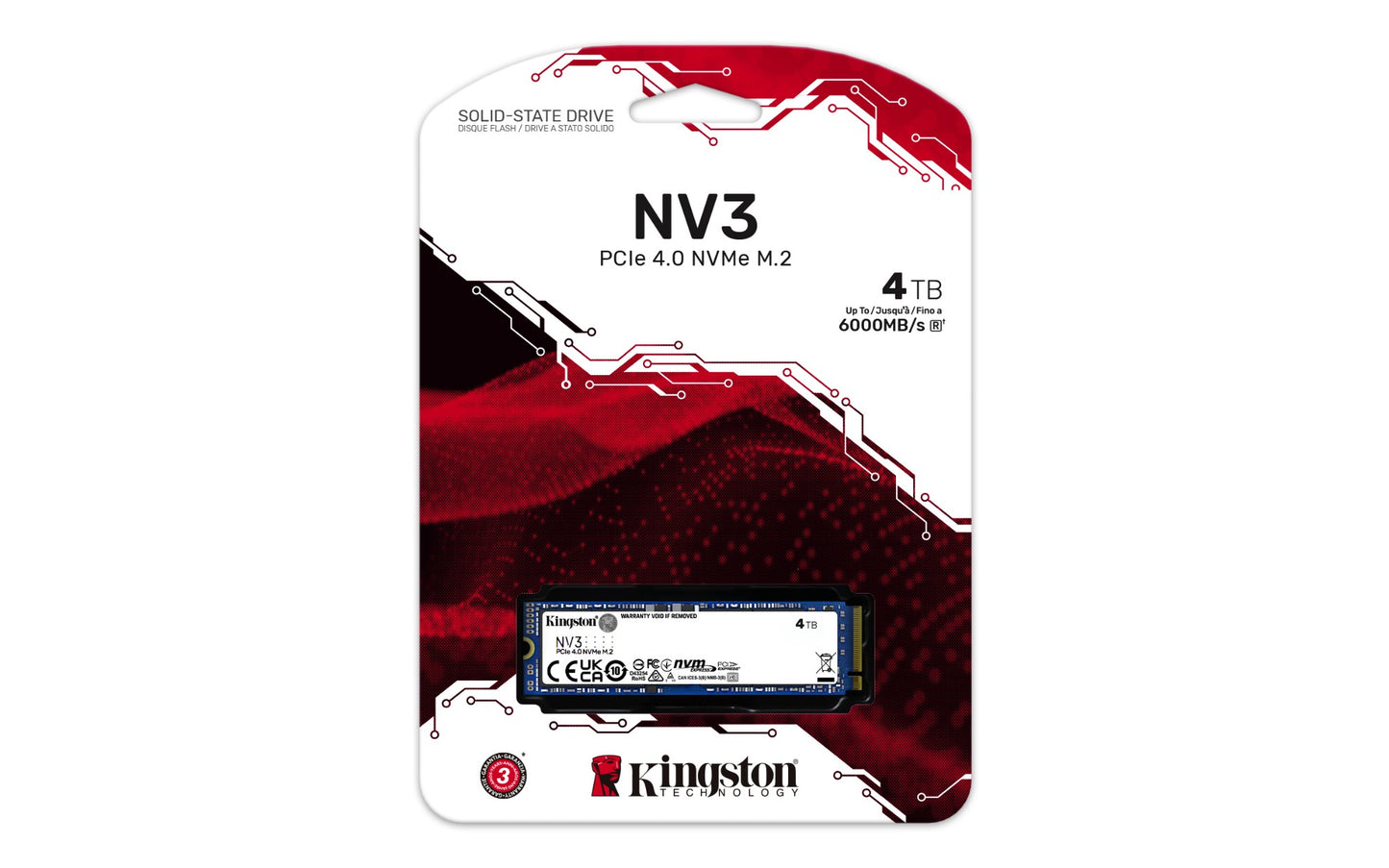 Kingston Technology SNV3S/4000G 4TB M.2 NVMe PCIe Gen4 SSD