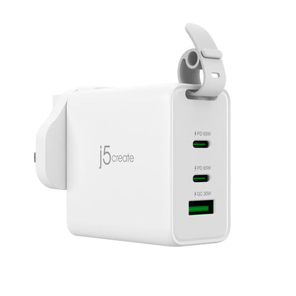 j5create 65W GaN USB-C 3-Port Traveler Charger with changeable AC plugs and USB-C