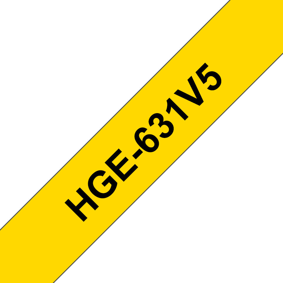 Brother HGE-631V5 DirectLabel black on yellow Laminat 12mm x 8m Pack=5 for P-Touch Labels