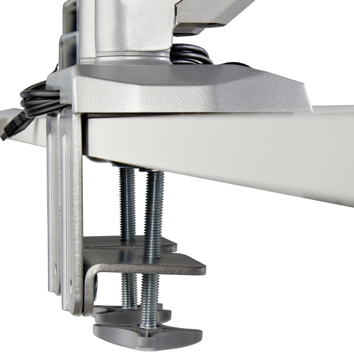 StarTech.com Desk Mount Dual Monitor Arm with USB & Audio, Desk Clamp VESA Mount for (Silver)
