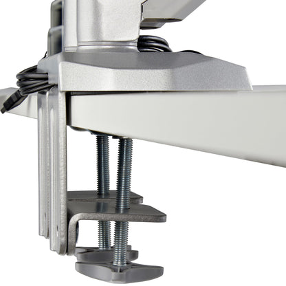 StarTech.com Desk Mount Dual Monitor Arm with USB & Audio, Desk Clamp VESA Mount for (Silver)