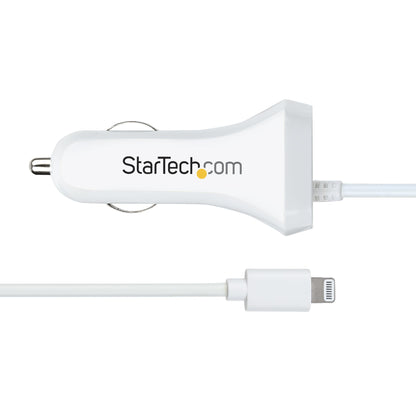 StarTech.com Lightning Car Charger with Coiled Cable, 1m Coiled Lightning Cable