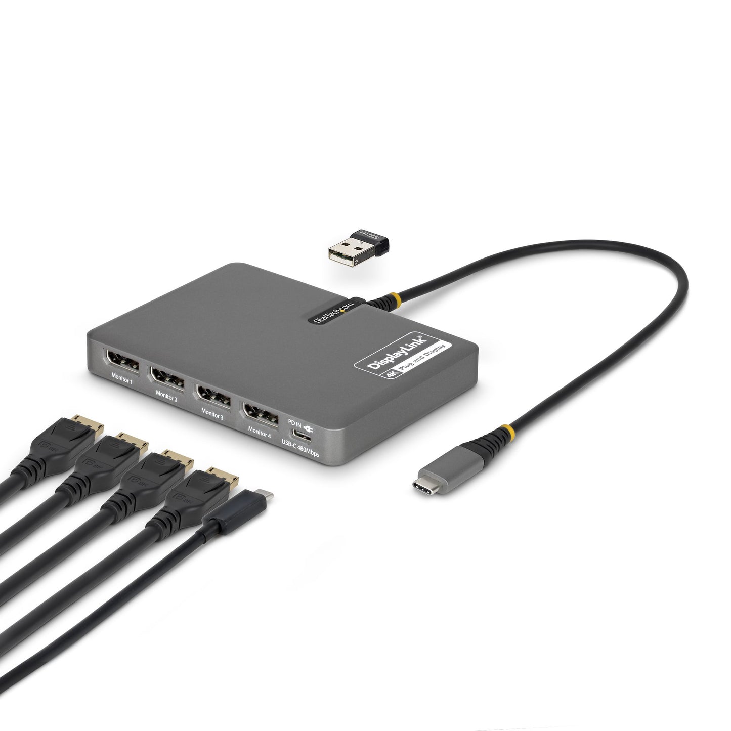 StarTech.com Quad-Monitor Workstation Adapter USB-C Docking Station (DPADAPT)