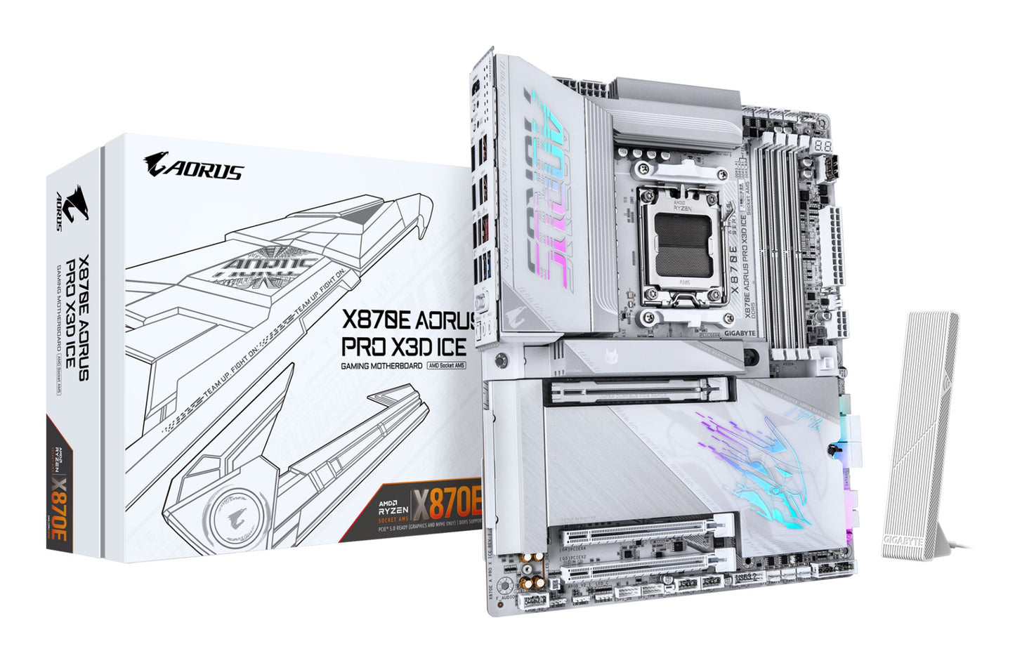 Gigabyte X870E AORUS PRO X3D ICE Motherboard - Supports AMD Ryzen 9000 CPUs, 18+2+2