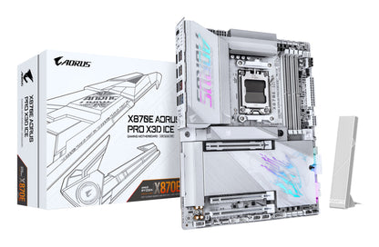 Gigabyte X870E AORUS PRO X3D ICE Motherboard - Supports AMD Ryzen 9000 CPUs, 18+2+2