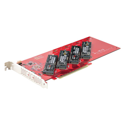 StarTech.com Quad M.2 PCIe Adapter Card, PCIe x16 to Quad NVMe or AHCI M.2 SSDs, PCI Hub