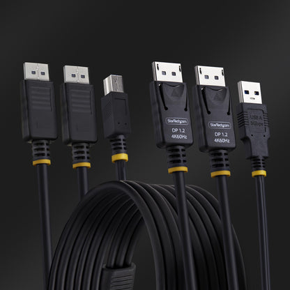 StarTech.com 6ft (1.8m) Dual-DisplayPort and USB 5Gbps KVM Cable, 4K 60Hz