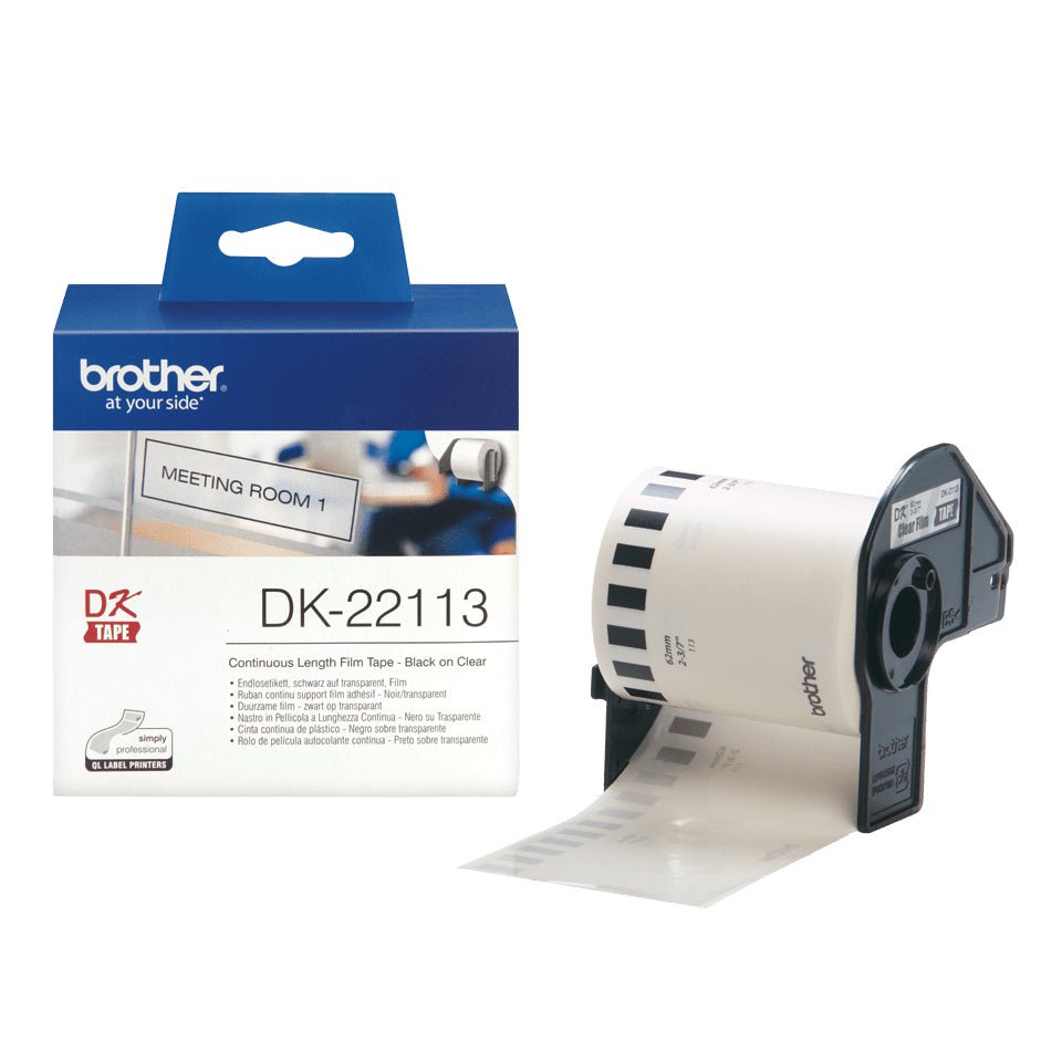 Brother DK-22113 DirectLabel Etikettes Transparent 62mm x 15,24m for Brother P-Touch Labels