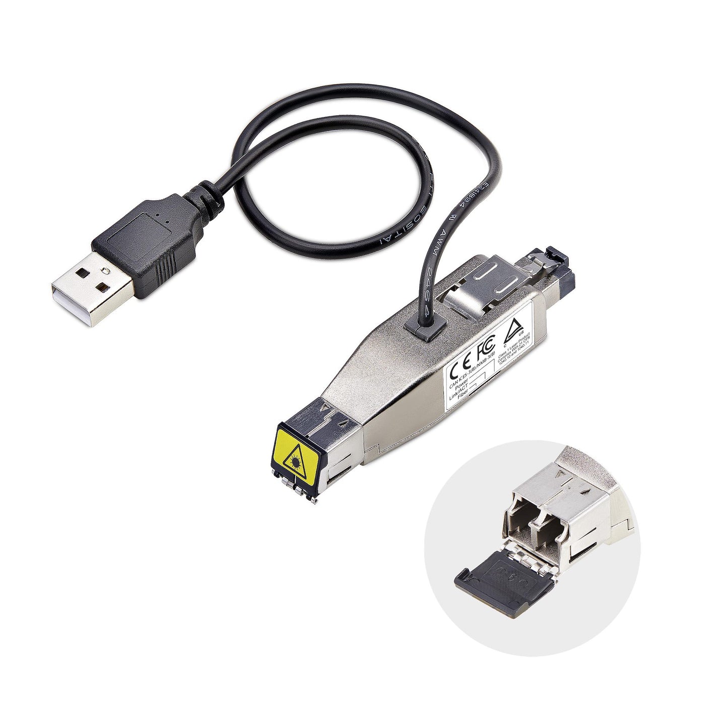 StarTech.com Gigabit Fiber to RJ45 Ethernet Media Converter Dongle, Optical Singlemode 10km/Multimode 800m, USB Powered, Compact Design, Metal Housing, Micro Mini, TAA Networking