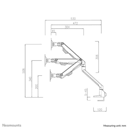 Neomounts FPMA-D750DBLACK2 Monitor arm 10-32" - gas spring - Topfix - 180°-stop