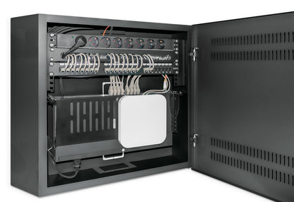 Intellinet Low-Profile 19" Wall Mount Cabinet with 4U Horizontal and 2U Vertical Rack (Black)