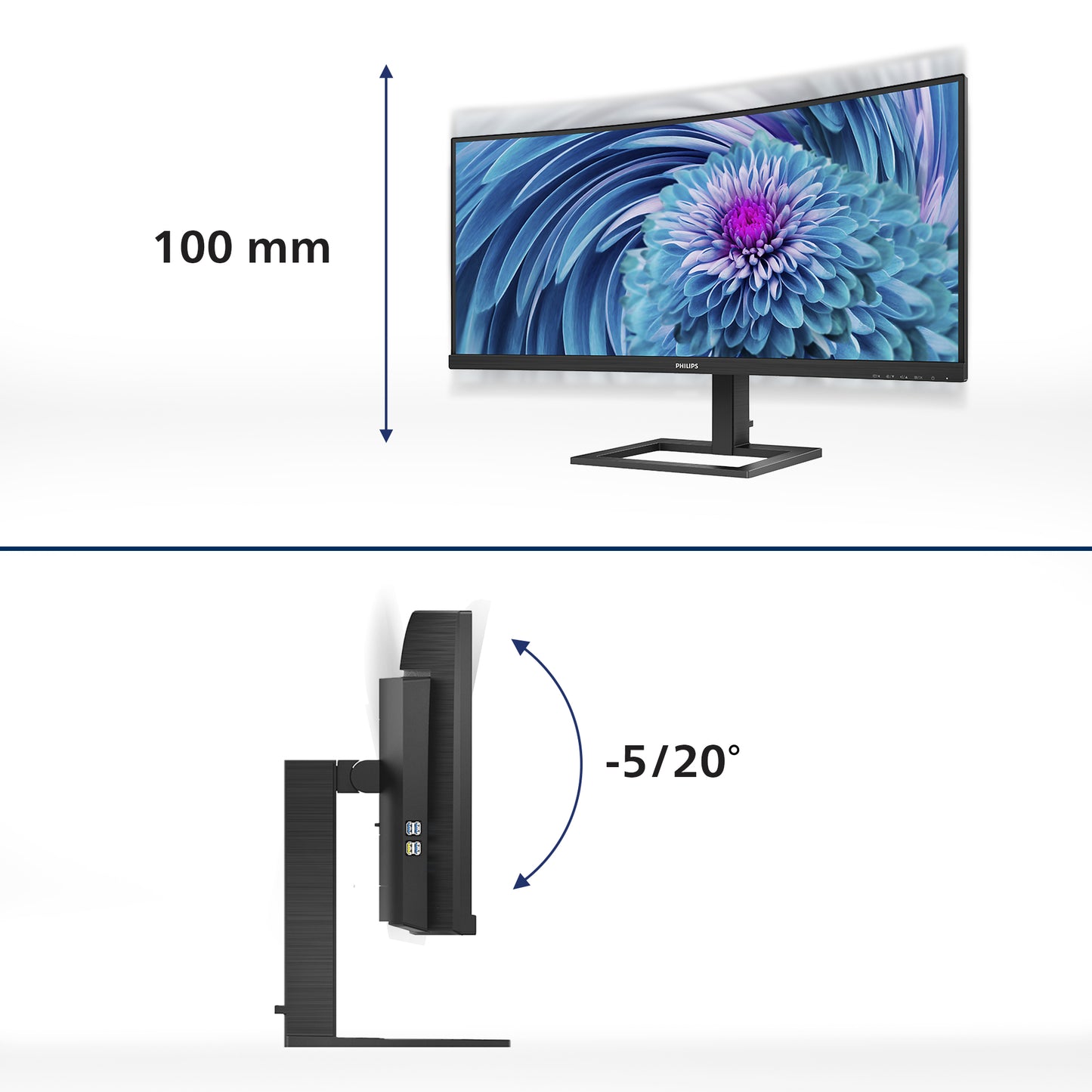 Philips E Line 346E2CUAE/00 34" UWQHD VA 100Hz Curved Monitor