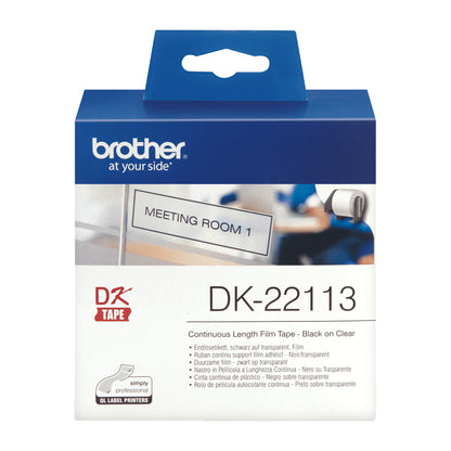 Brother DK-22113 DirectLabel Etikettes Transparent 62mm x 15,24m for Brother P-Touch Labels