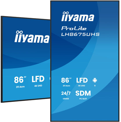 iiyama LH8675UHS-B2AG Signage Display Digital signage flat panel 2.17 m 4K UHD IPS Monitor