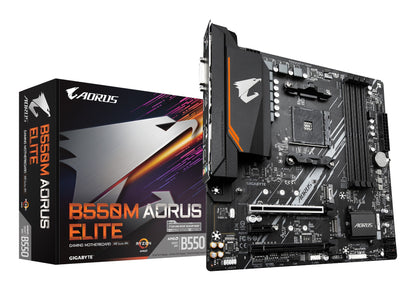 Gigabyte B550M AORUS ELITE Motherboard - AMD Ryzen 5000 CPUs, 5+3 Phases VRM, up to