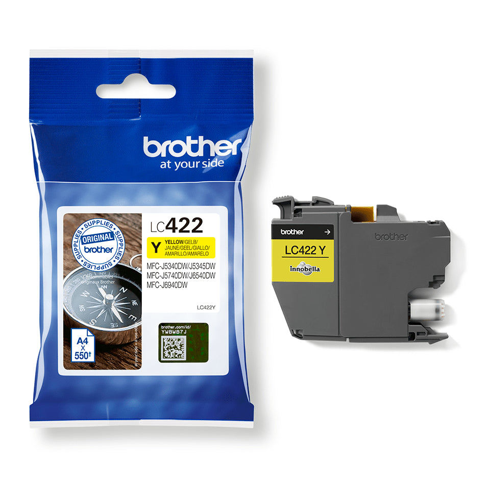 Brother LC-422Y Yellow Ink Cartridge (550 pages, Brother MFC-J 5340)