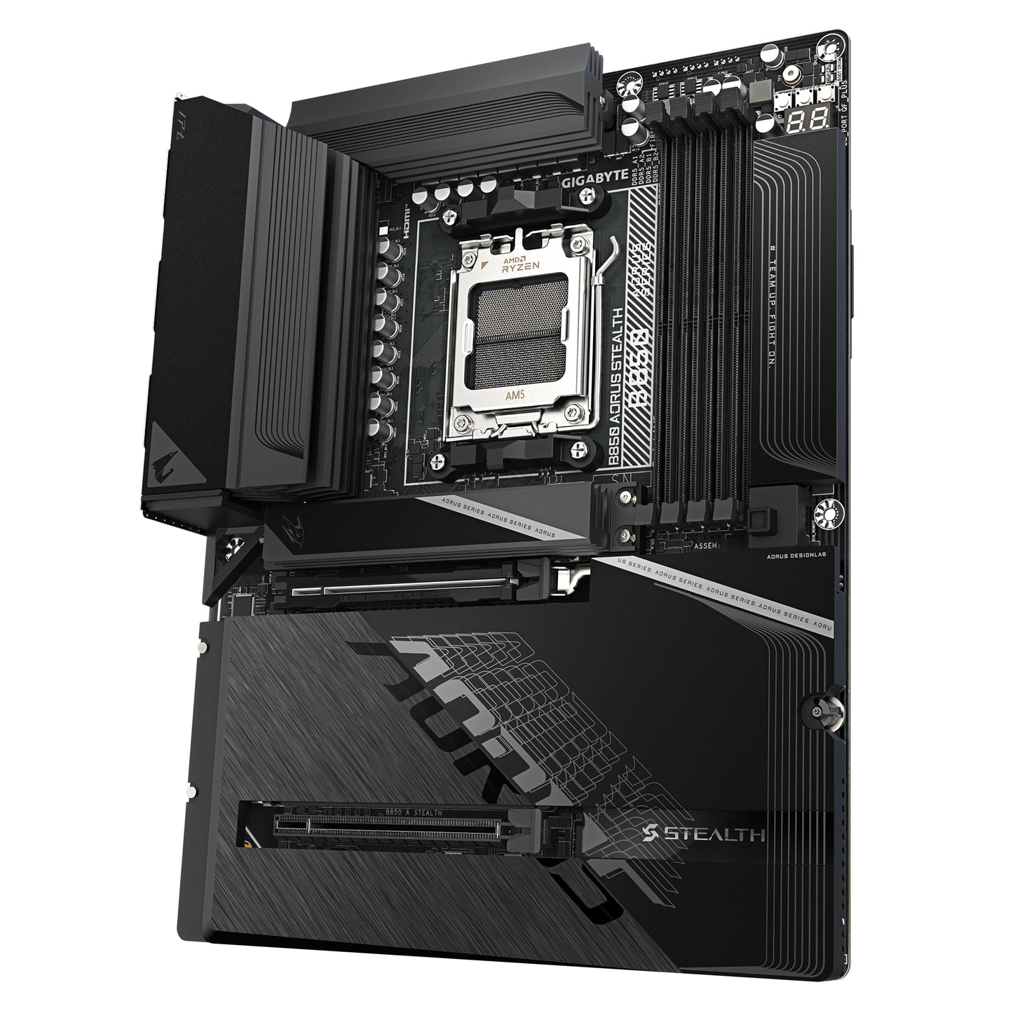 Gigabyte B850 AORUS STEALTH Motherboard - AMD Ryzen 9000 Series CPUs, 14+2+2 Phases