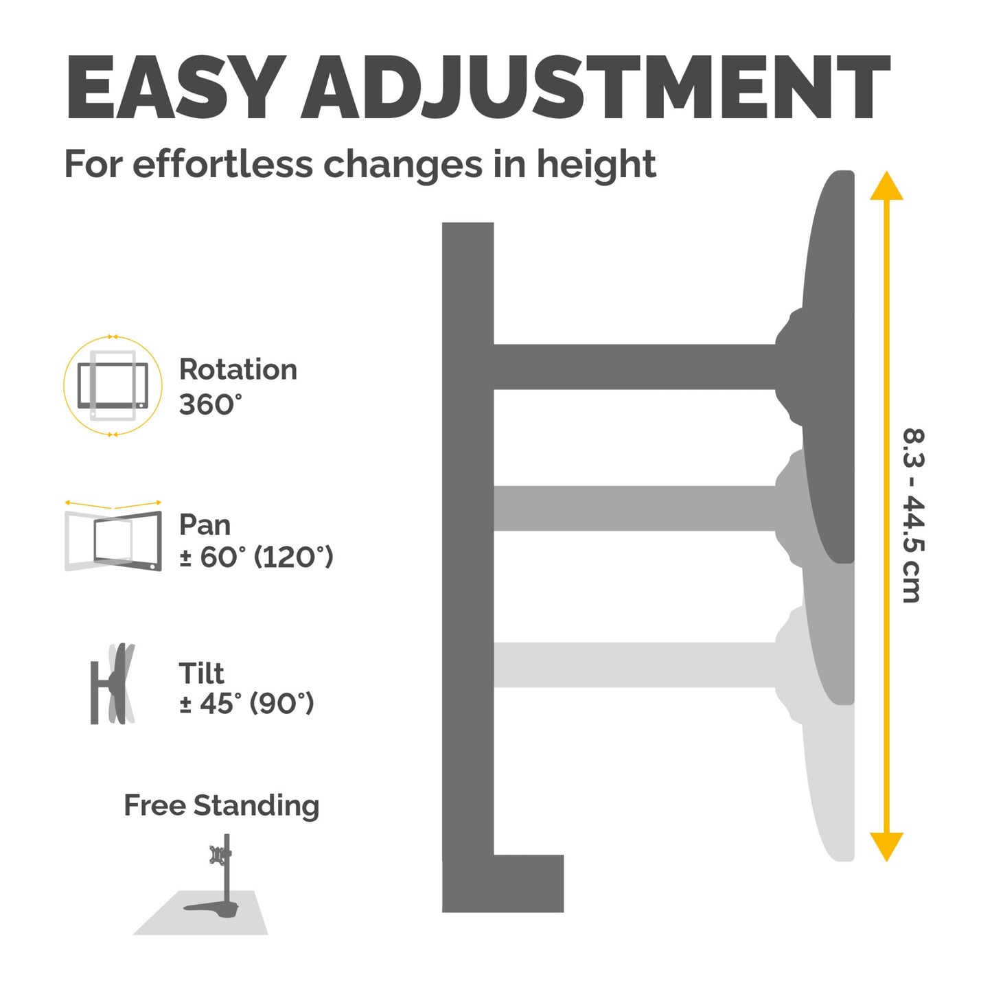 Fellowes Seasa Single Monitor Arm - Freestanding Monitor Mount for 8KG 32 inch