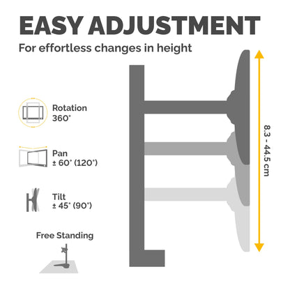 Fellowes Seasa Single Monitor Arm - Freestanding Monitor Mount for 8KG 32 inch