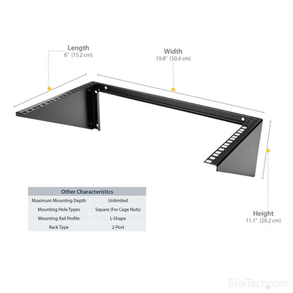 StarTech.com 6U Wall Mount Patch Panel Bracket – 19 in – Steel - Vertical Mounting