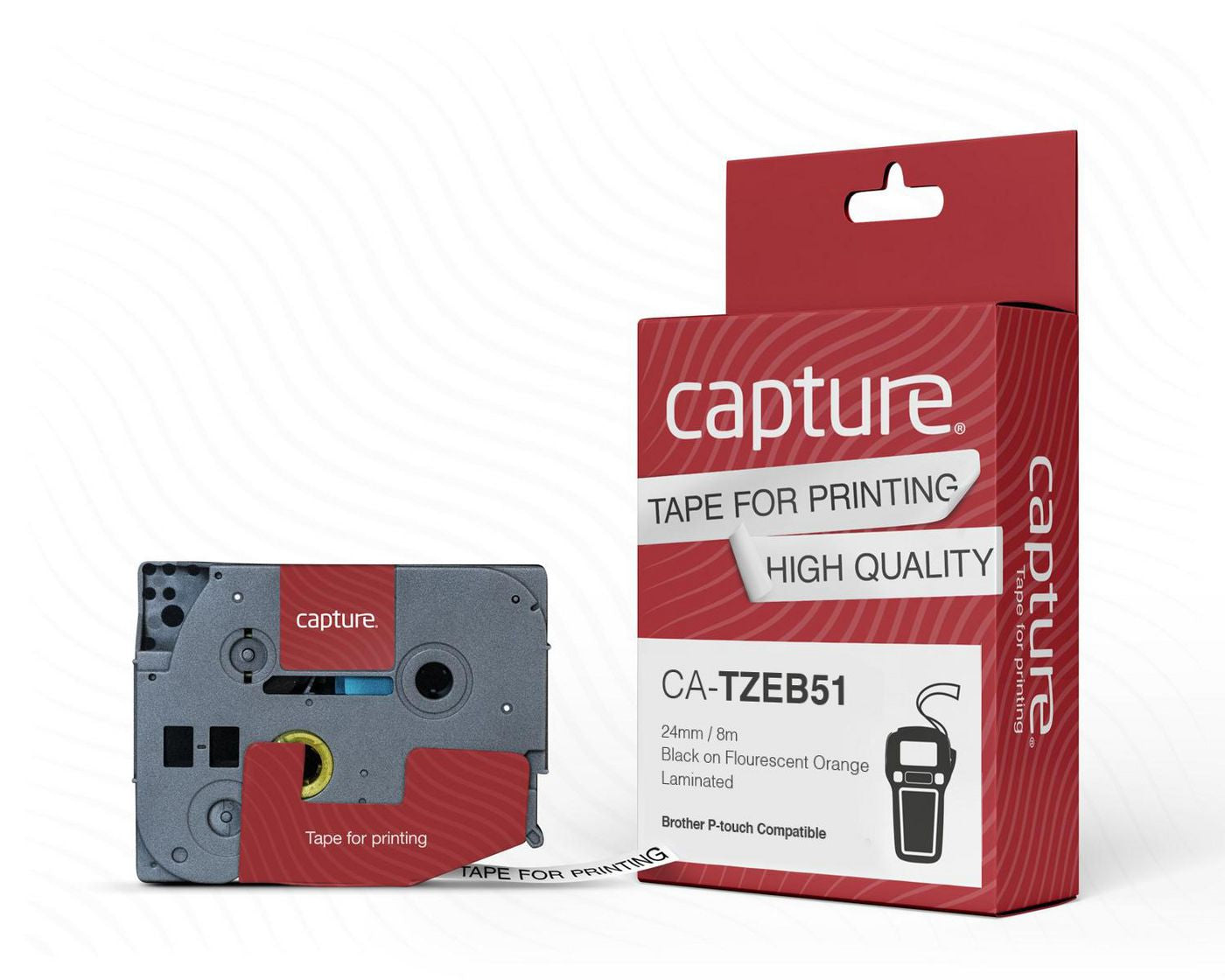 CAPTURE CA-TZEB51 label-making tape Black on fluorescent orange Labels