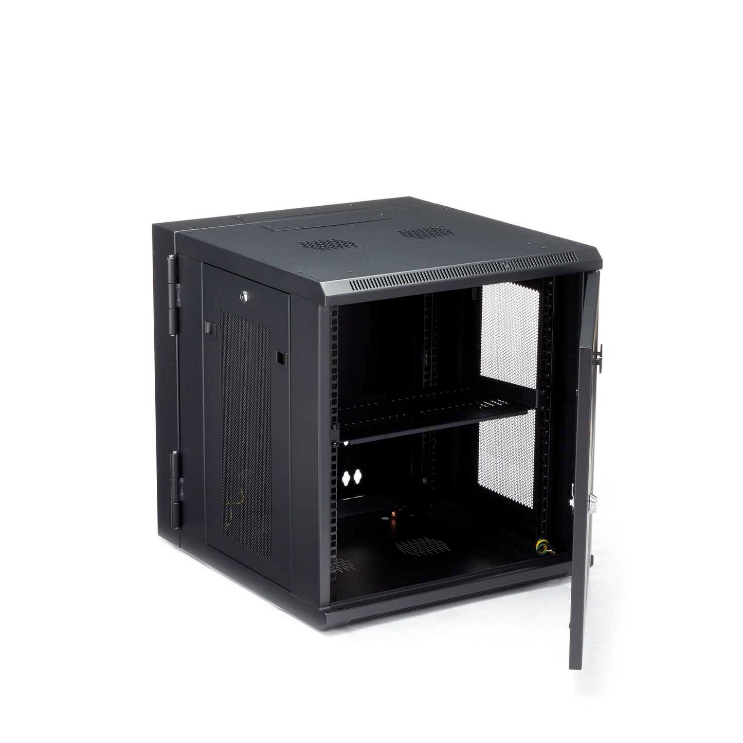 StarTech.com 4-Post 12U Wall Mount Network Cabinet with 1U Shelf, 19" Hinged Rack