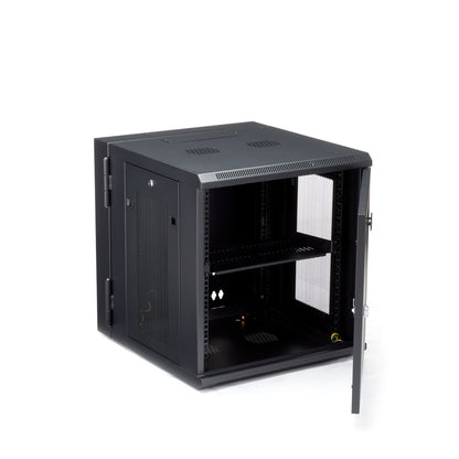 StarTech.com 4-Post 12U Wall Mount Network Cabinet with 1U Shelf, 19" Hinged Rack