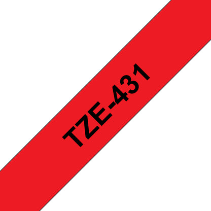 Brother TZE-431 DirectLabel black on red Laminat 12mm x 8m for Brother P-Touch TZ Labels