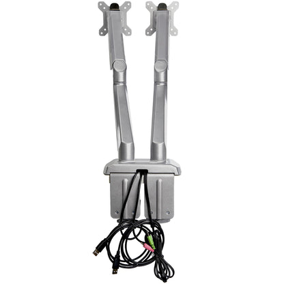 StarTech.com Desk Mount Dual Monitor Arm with USB & Audio, Desk Clamp VESA Mount for (Silver)