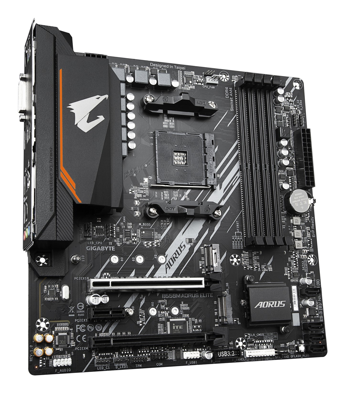 Gigabyte B550M AORUS ELITE Motherboard - AMD Ryzen 5000 CPUs, 5+3 Phases VRM, up to