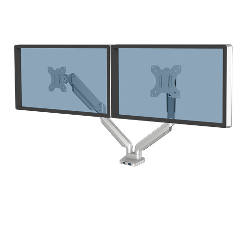 Fellowes Platinum Series Dual Monitor Arm - Monitor Mount for Two 8KG 40 Inch (Silver)