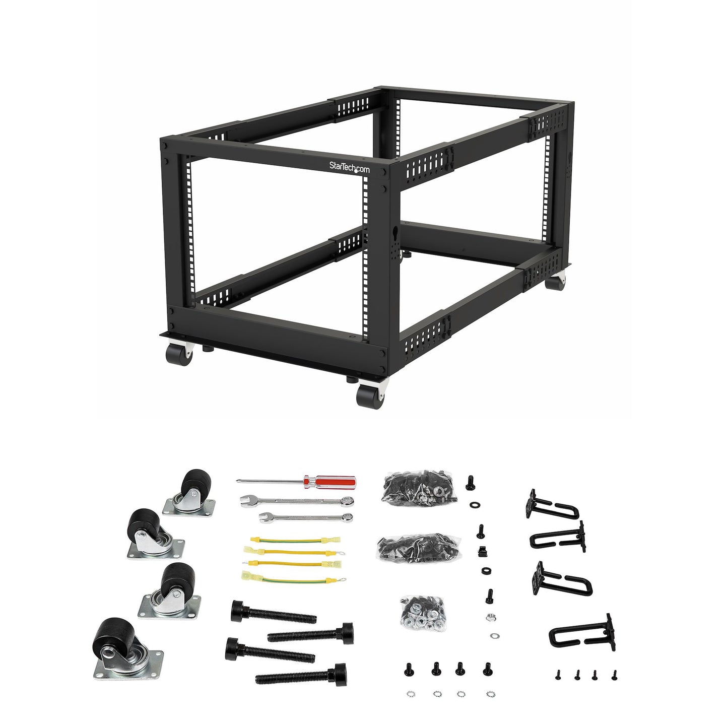 StarTech.com 12U 4-Post Server Rack, 19in Open Frame Rack with 40in (101cm) Mounting