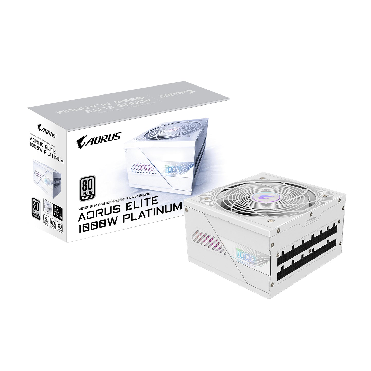 Gigabyte AORUS ELITE P1000W ICE Power Supply Unit - PCIe 5.0, 80 PLUS Platinum