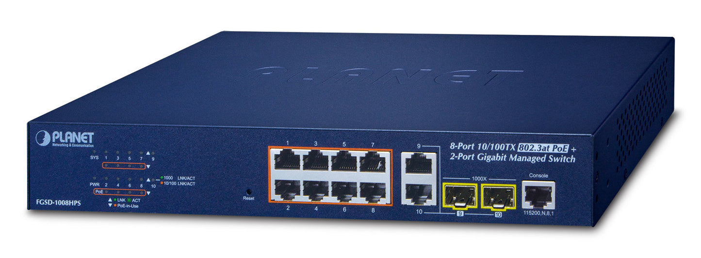 Planet FGSD-1008HPS network switch PoE