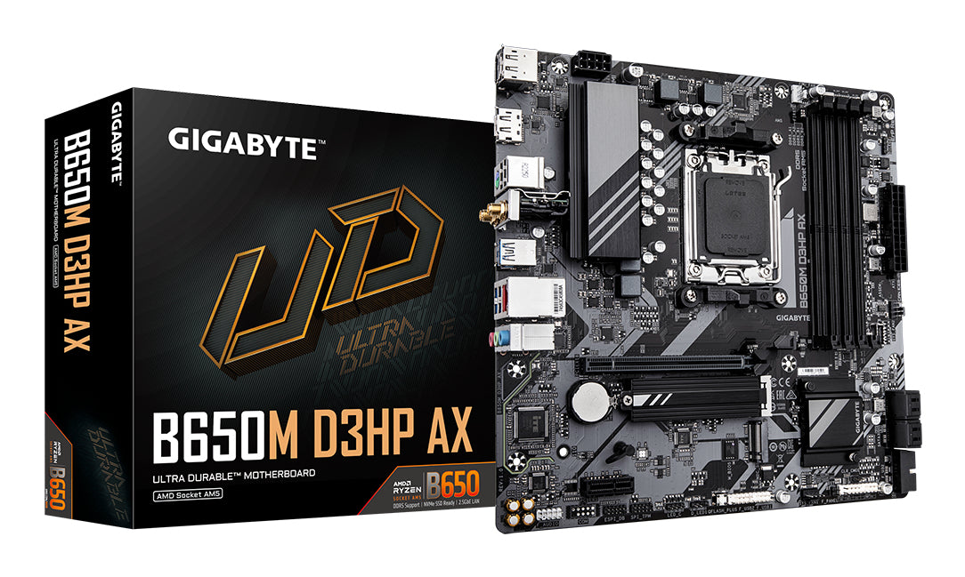 Gigabyte B650M D3HP AX Motherboard - AMD Ryzen 9000 Series CPUs, 5+2+2 Phases VRM