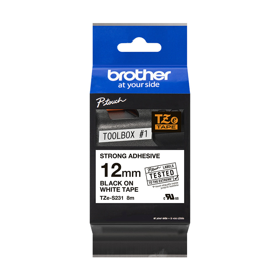 Brother TZE-S231 DirectLabel black on white extra strong Laminat 12mm 8m for Brother Labels