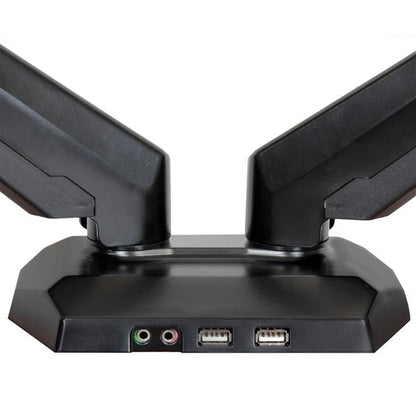 StarTech.com Desk Mount Dual Monitor Arm with USB & Audio, Desk Clamp VESA Mount for (Black)