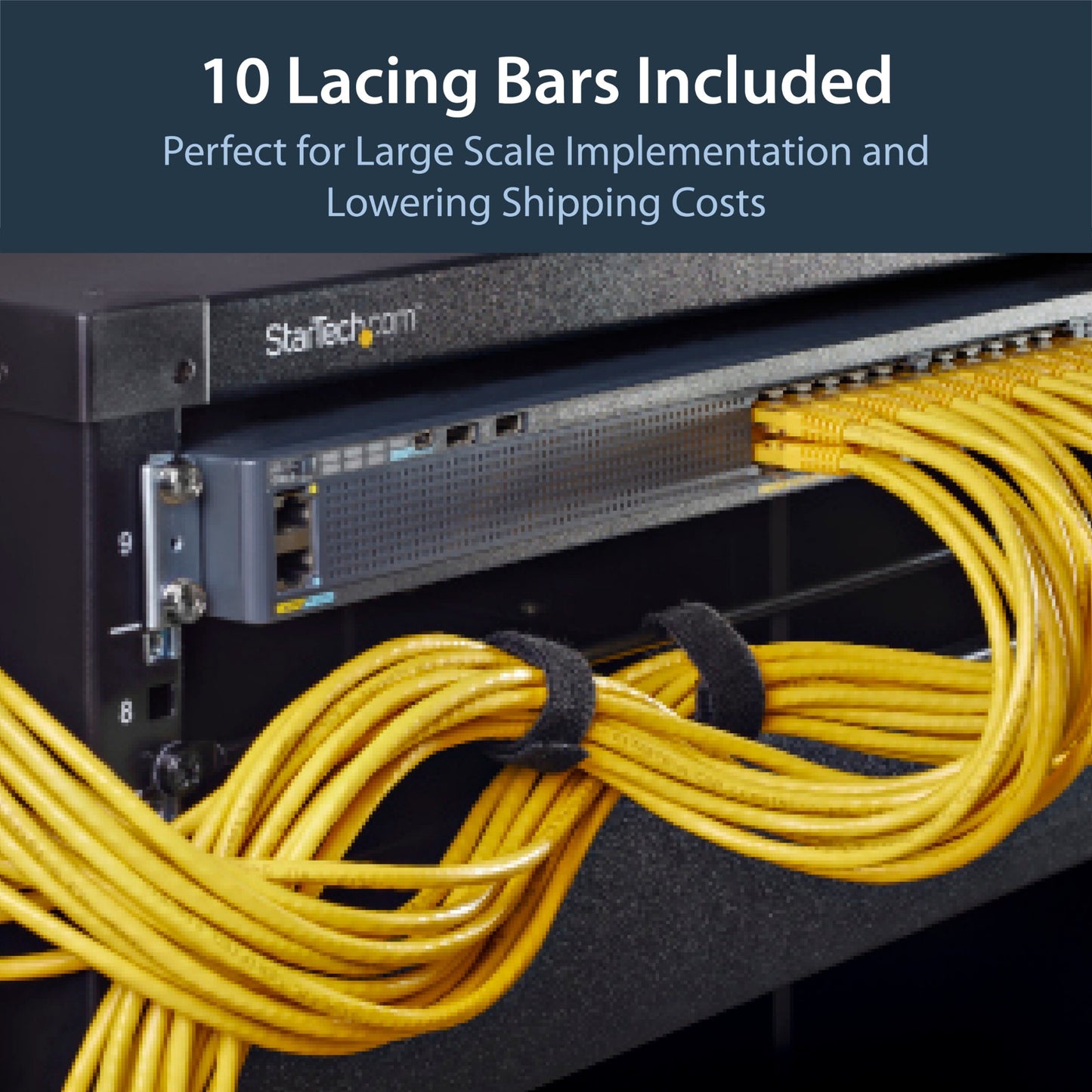 StarTech.com 10-Pack Horizontal Lacing Bar, Server Rack Cable Management, 19"