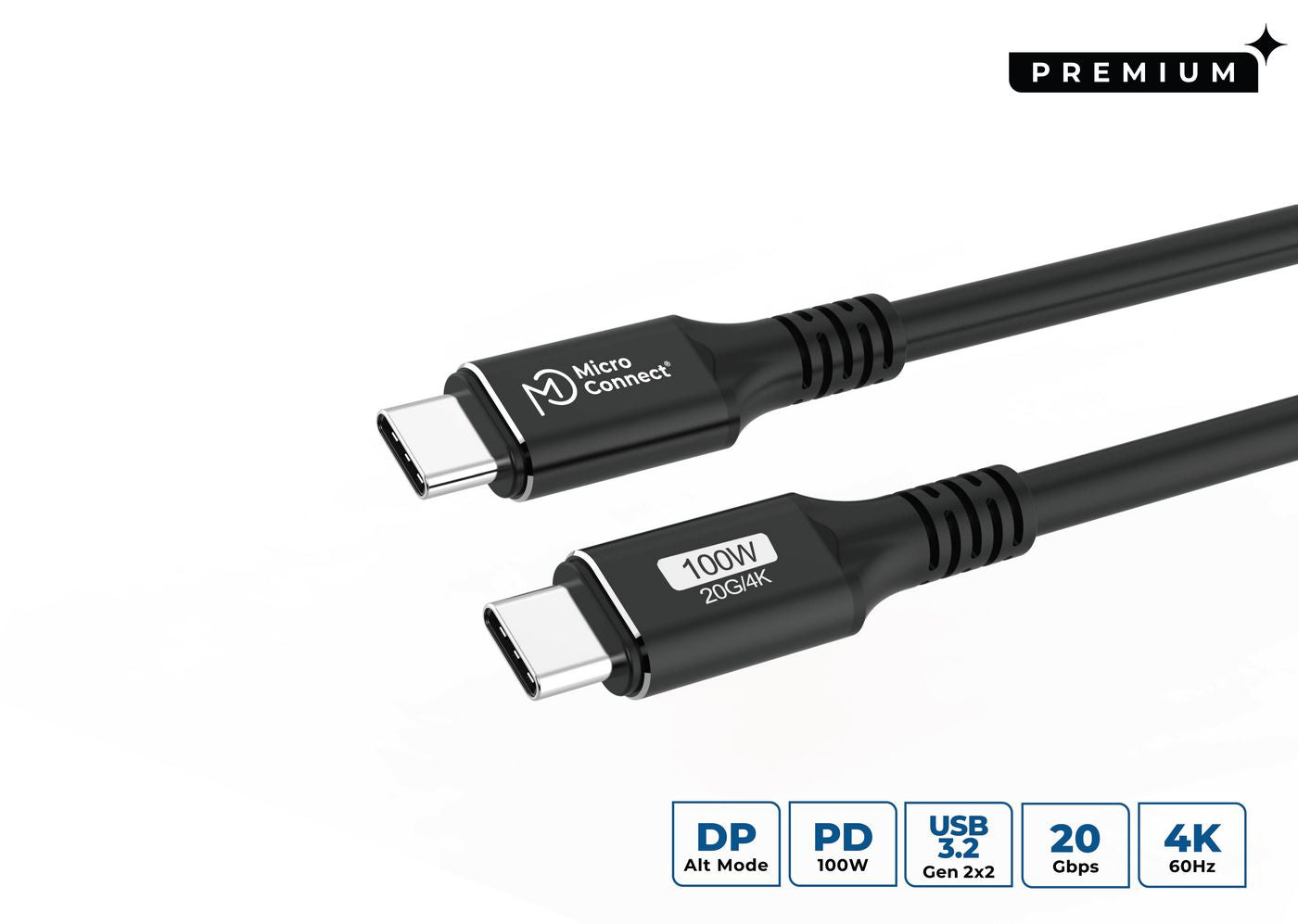 Microconnect USB3.2CC01 USB cable USB 3.2 Gen 2x2 1 m USB C Black