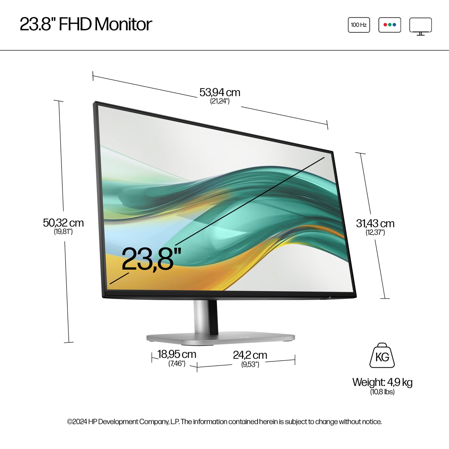 HP Series 5 Pro 524pf 23.8" Full HD IPS 100Hz Monitor