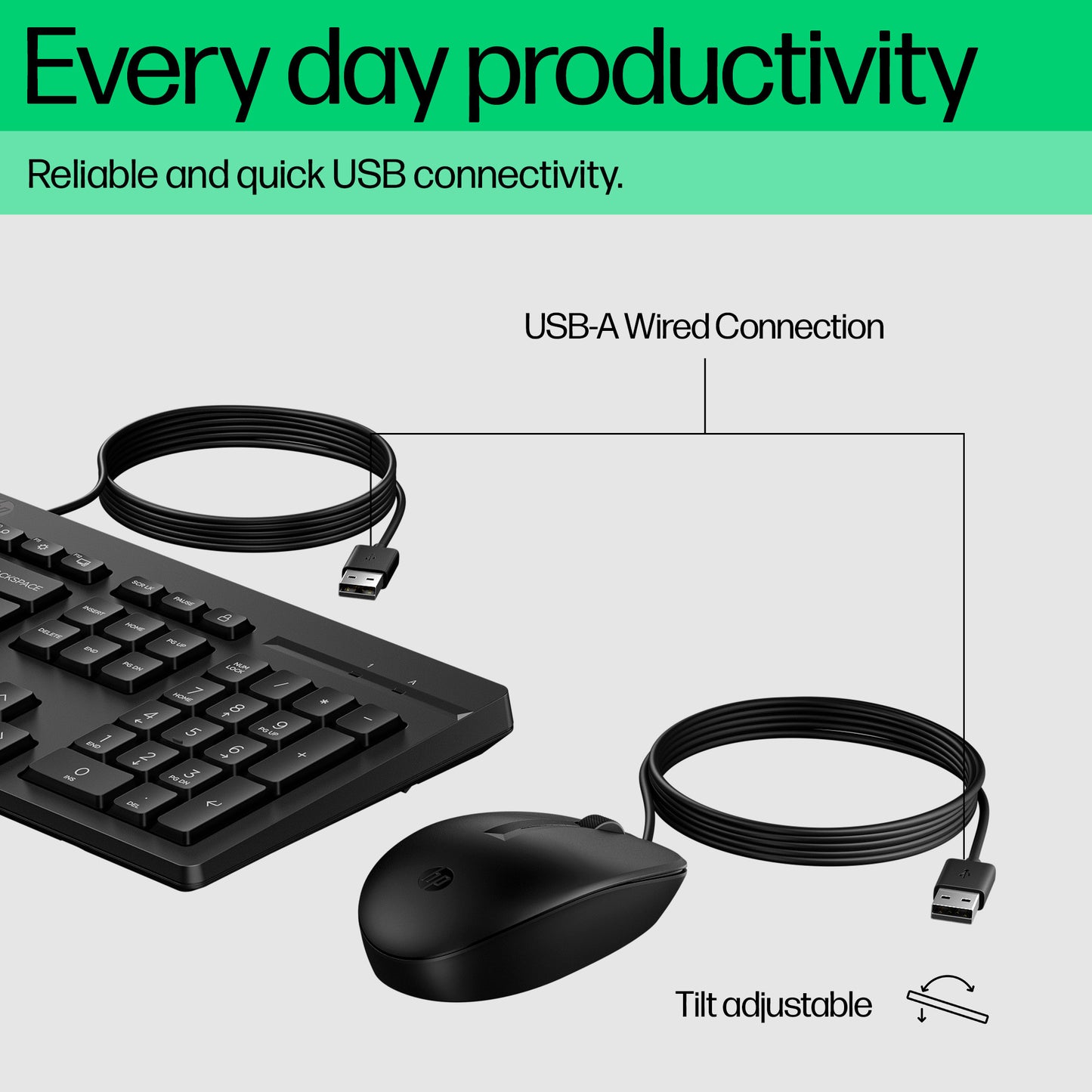 HP 225 Wired Keyboard & Mouse Combo