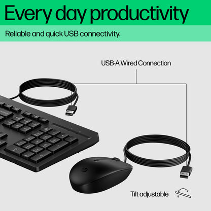 HP 225 Wired Keyboard & Mouse Combo