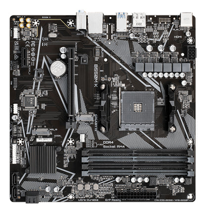 Gigabyte B550M K Motherboard - AMD Ryzen 5000 CPUs, up to 4733MHz DDR4, 1xPCIe 4.0 +