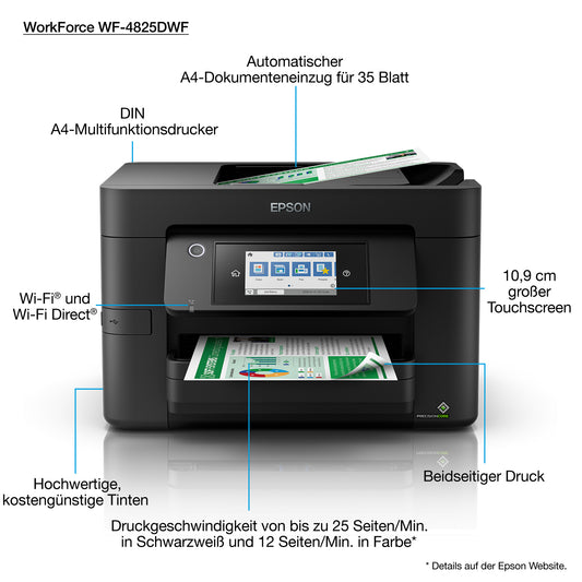 Epson WorkForce Pro WF-4825DWF Inkjet A4 4800 x 2400 DPI 25 ppm Wi-Fi Printer