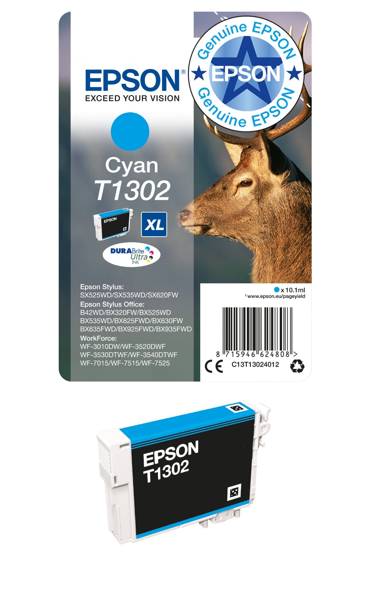 Epson C13T13024012/T1302 Cyan Ink Cartridge (765 pages)