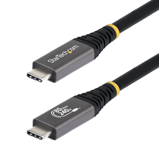 StarTech.com 1.5m (5ft) USB4 Cable, 80Gbps, USB-IF Certified USB-C Cable, 240W PD (Black)