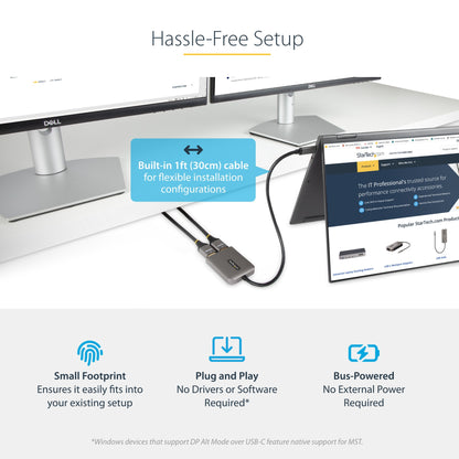 StarTech.com USB-C to Dual HDMI Adapter, USB Type-C Multi-Monitor MST Hub, Dual 4K