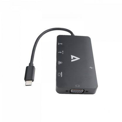V7 V7UC-U3CRJ45HDVG-BLK USB graphics adapter 3840 x 2160 pixels Black Hub