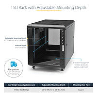 StarTech.com 15U Enterprise-Grade Flat Pack Server Rack Cabinet, 19in Enclosed