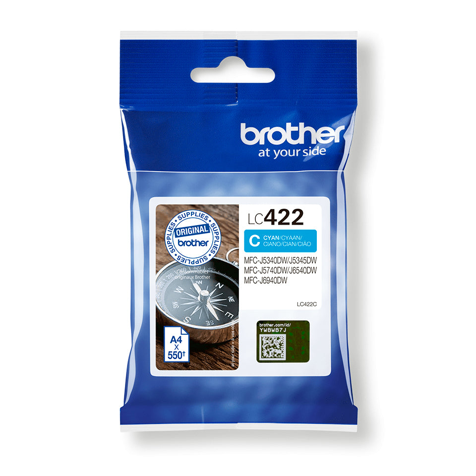 Brother LC-422C Cyan Ink Cartridge (550 pages, Brother MFC-J 5340)